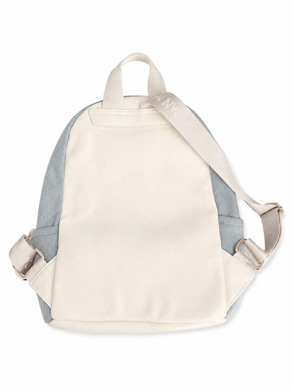 Maidenlight Denim Gray Mini Backpack with Cream Accents